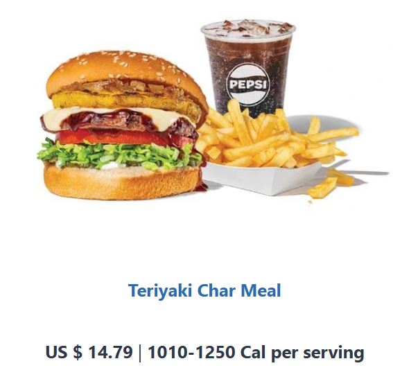Habit Burger MEALS Menu, Calories and Prices